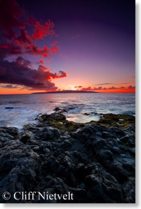 Sun setting over Ahihi Bay